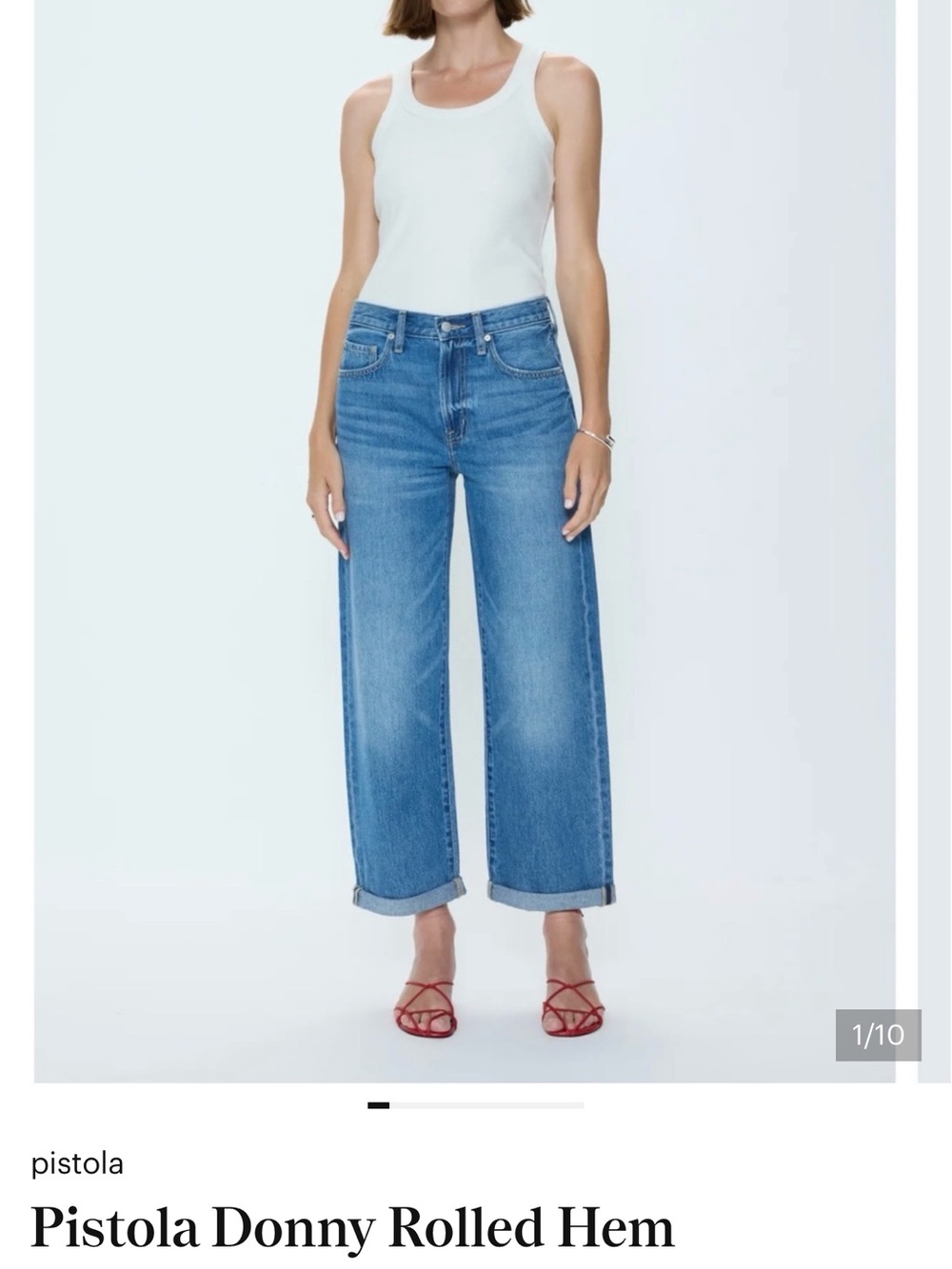 pistola Straight-Leg Rolled Hem Jeans in Medium Blue